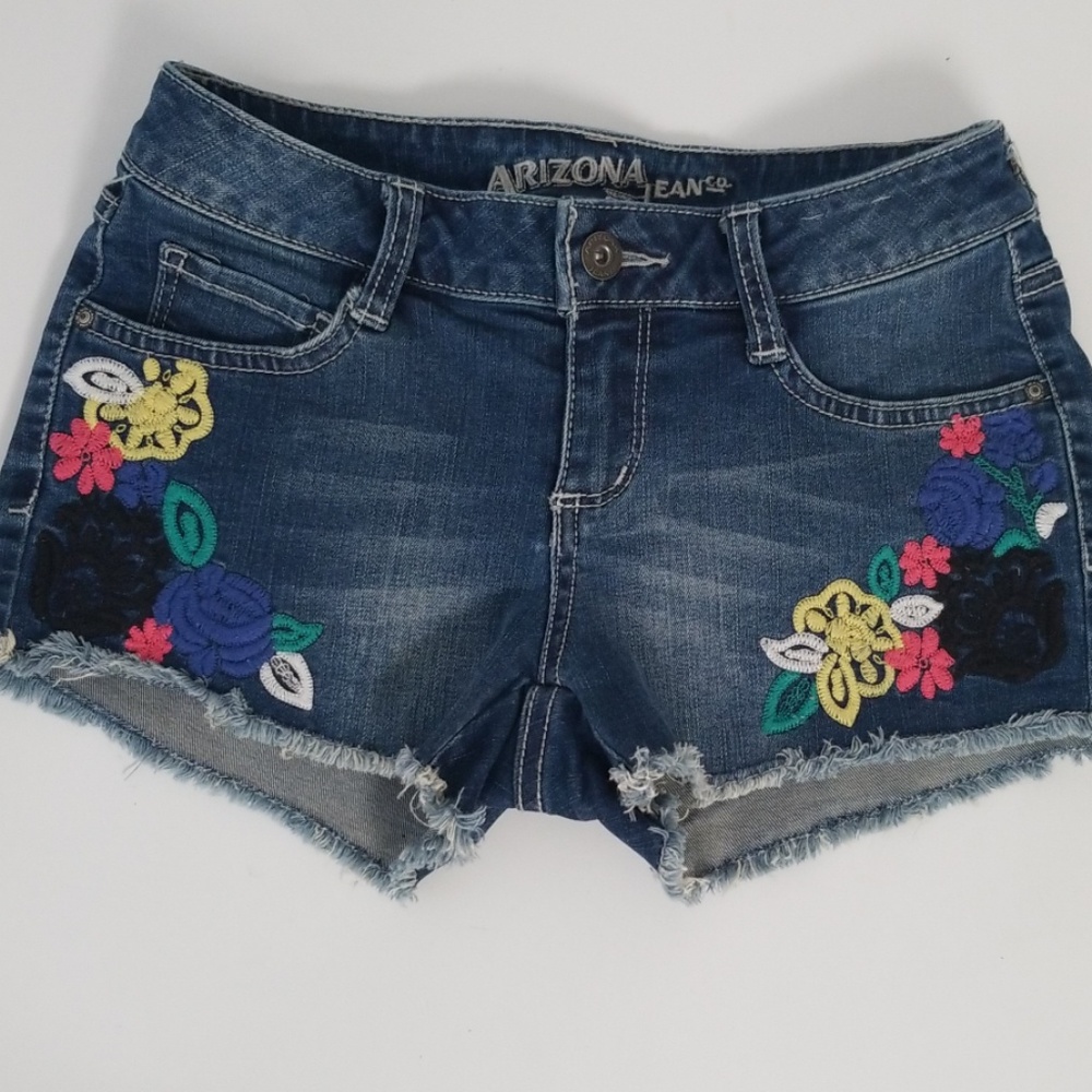 Embroidered jean shorts